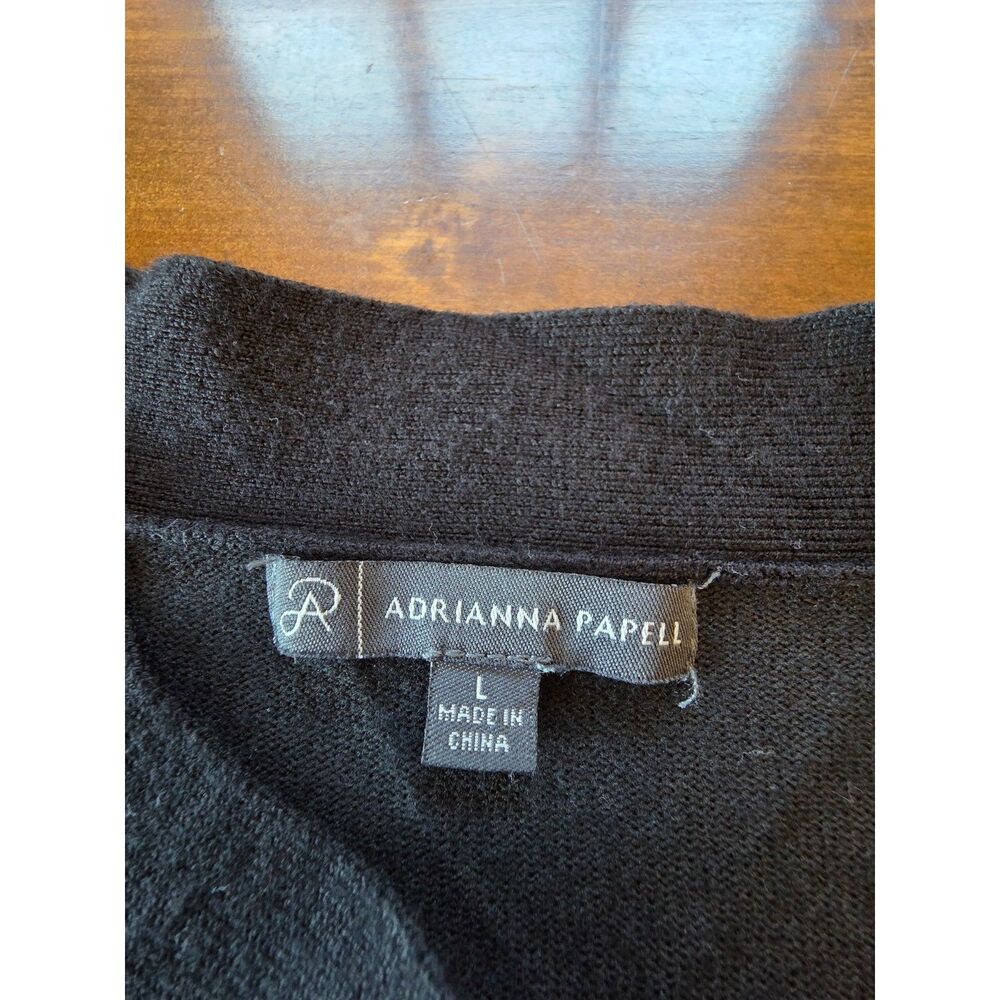 Adrianna Papell Black Bow Shoulder Knit Sweater Size Large Elegant Career‎ Chic - Picture 4 of 8